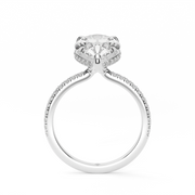White Gold Pear Shape Diamond Hidden Halo Pave Engagement Ring With U Cut Setting